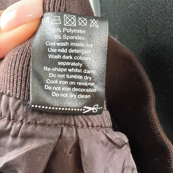 Balance Athletica Flight Jacket Cropped Brown Floral Full Zip Stand Up Collar S - Picture 7 of 8